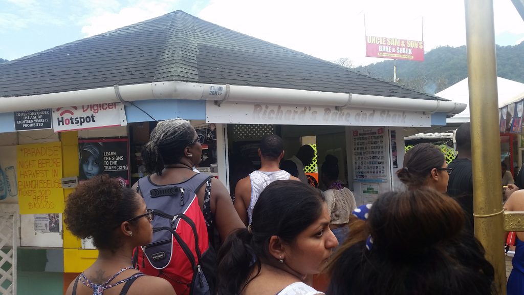 The line at Richard's for Bake and Shark